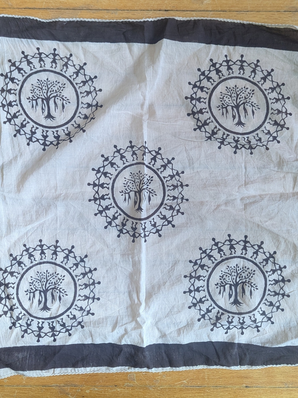 Neutral White & Black Tree Print Cotton Scarf -NWOT